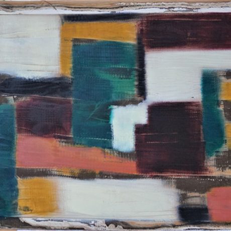 Peinture à l'huile sur porte ancienne 94.5 x 58.5 cm