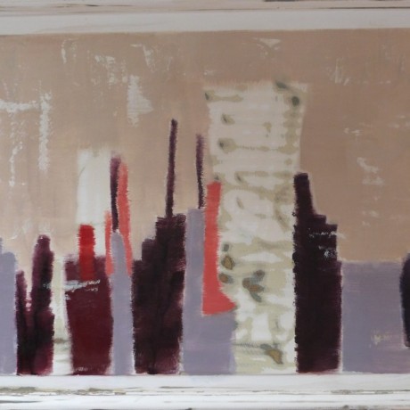 Huile sur bois porte ancienne 97,5cm x 64cm
